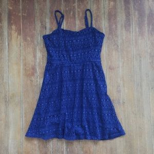 Navy Blue Lace Flowy Dress